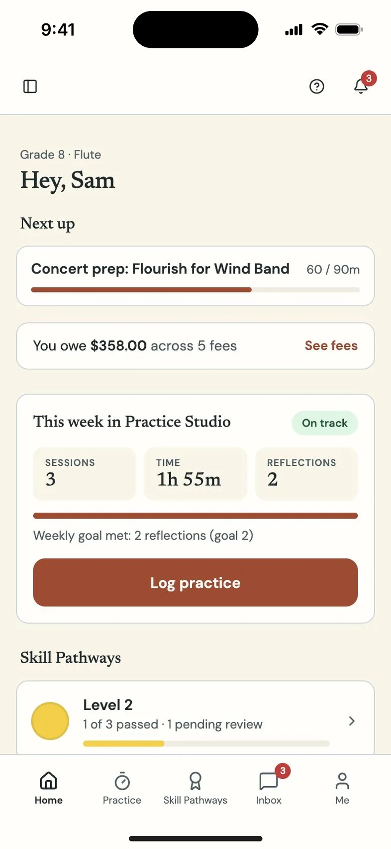 Program Partner screen: student portal on a phone