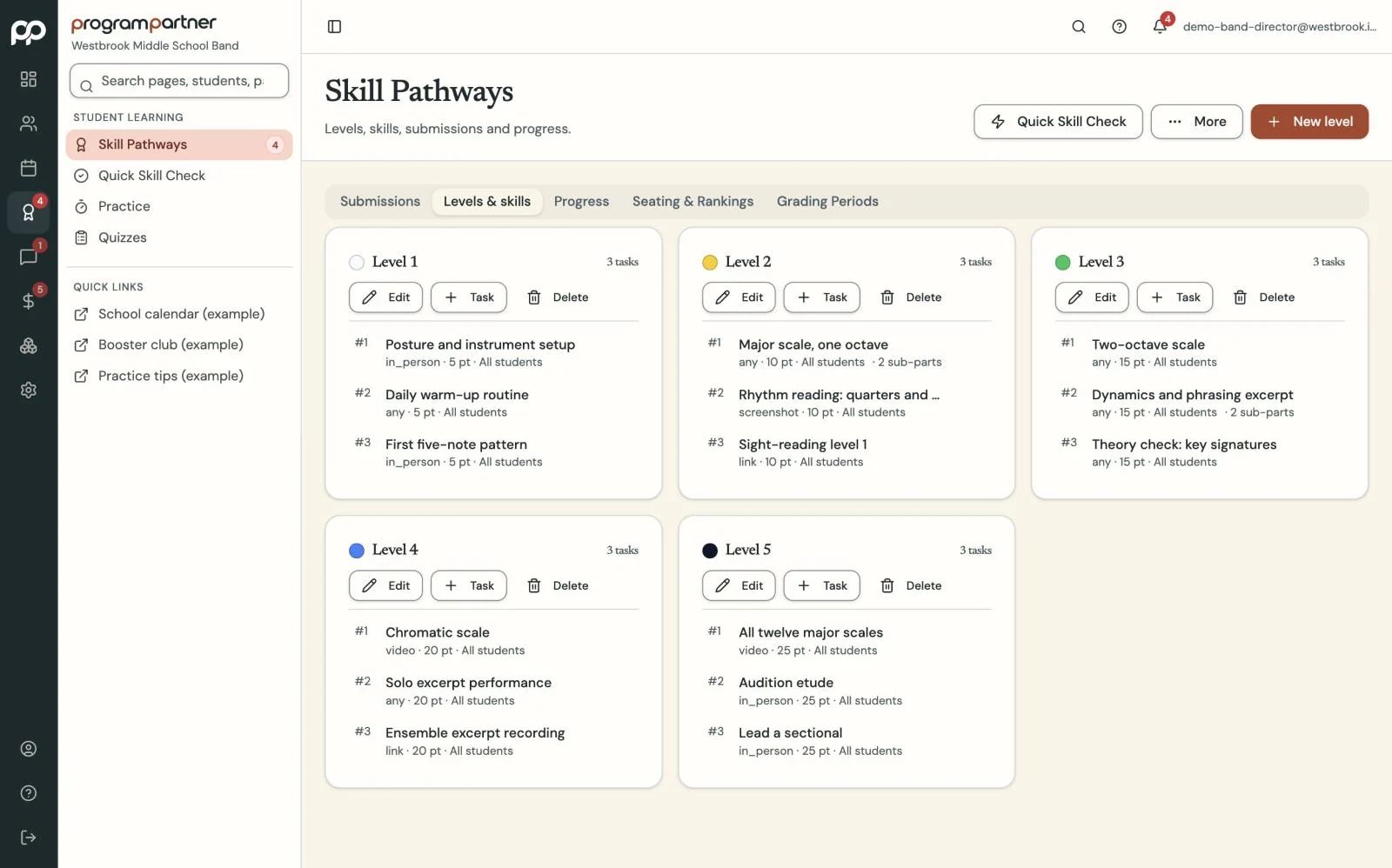 Program Partner screen: Skill Pathways setup